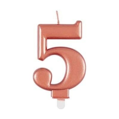 Unique Svíčka dortová ROSE GOLD metalická 5