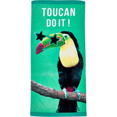 Catherine Lansfield Зелена памучна плажна кърпа 76x160 cm Toucan Do It - Catherine Lansfield (TW/59647/W/BCH/GR)