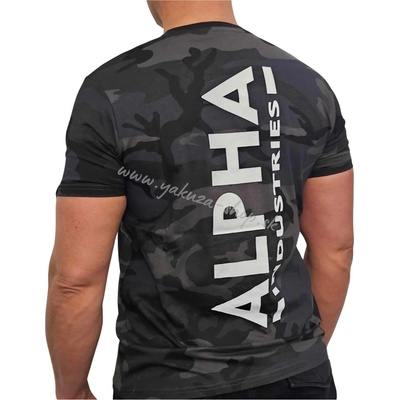 Alpha Industries Backprint T blackcamo tričko pánske čierny maskáč tmavý maskáč