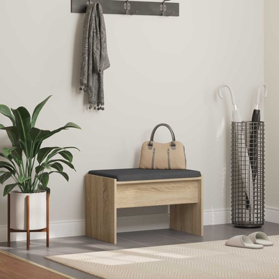 vidaXL Пейка за коридор с възглавница Сонома дъб 63 x 38 x 40 см (891546)