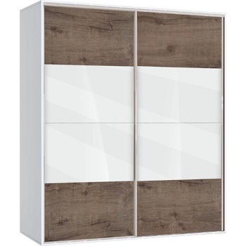Bogdan Furniture G Двукрилен гардероб с плъзгащи врати Мебели Богдан Модел bm-ava 5, орех с бяло