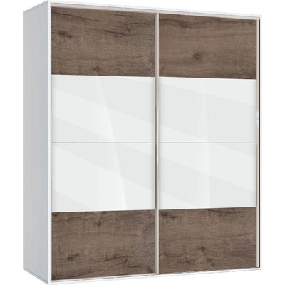 Bogdan Furniture G Двукрилен гардероб с плъзгащи врати Мебели Богдан Модел bm-ava 5, орех с бяло