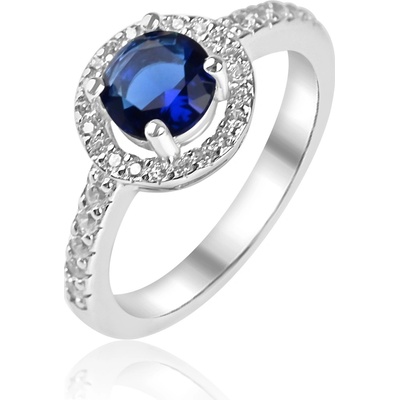 Meucci Stříbrný prsten s modrým zirkonem SR152