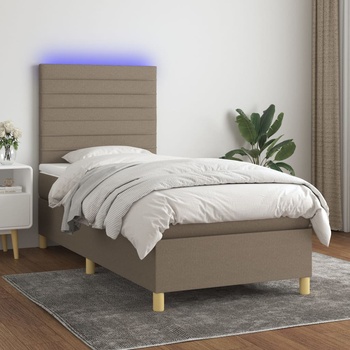 vidaXL Боксспринг легло с матрак и LED, таупе, 90x200 см, плат (3135489)