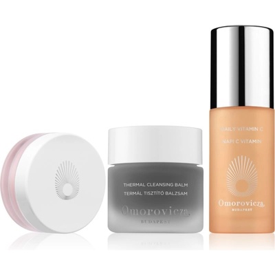 Omorovicza Must Haves balzám na rty pro objem rtů 10 ml + čisticí balzám 50 ml + rozjasňující sérum s vitaminem C 30 ml
