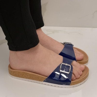 Dámske lakované šľapky FORATI modré