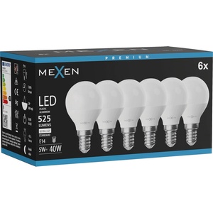 Mexen Nova 6x LED крушка E14, G45, 5W, неутрална - 4000K, 525 lm - L101-E14-0540-01x06 (L101-E14-0540-01x06)