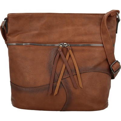 Stylová dámská koženková crossbody kabelka Herta hnědá