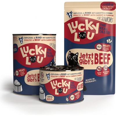 LUCKY LOU Lifestage Senior Hydina a Hovädzie 16 x 125 g