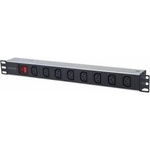 INTELLINET PDU за монтаж в сървърен шкаф, Intellinet, 19 1U 110V/250V/10A 8 гнезда C13 2m, черно със сребристо