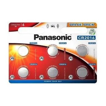 Panasonic Бутонна батерия литиева panasonic cr2016, 3v, 6 бр. в блистер, pan-bl-cr2016-6pk