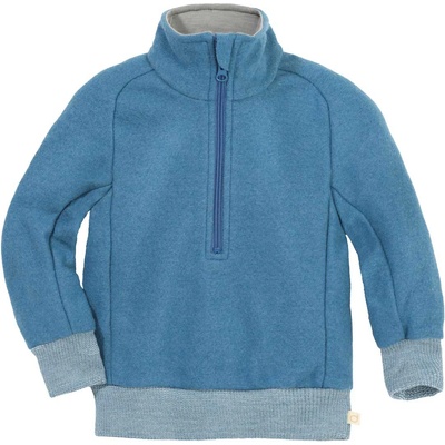 disana Детски вълнен пуловер disana Kid's Troyer Half-Zip Merino jumper - Taubenblau Sommer - размер 98/104 (EU) (704-4751-0613)