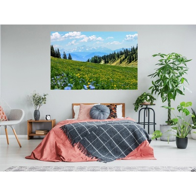 Nalepte.cz Horská lúka textilní prelepiteľná nálepka na stenu 100 x 67 cm