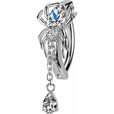 Šperky4U Piercing do pupíku pavouk, čiré zirkony WP0111-C
