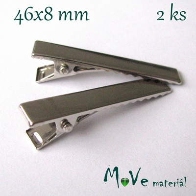 Spona plochá se zoubky 46mm 2ks platina