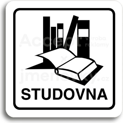 ACCEPT Piktogram studovna - bílá tabulka - černý tisk