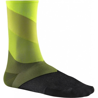 Mavic Cyklistické ponožky GRAPHIC STRIPES SAFETY YELLOW / CACTUS