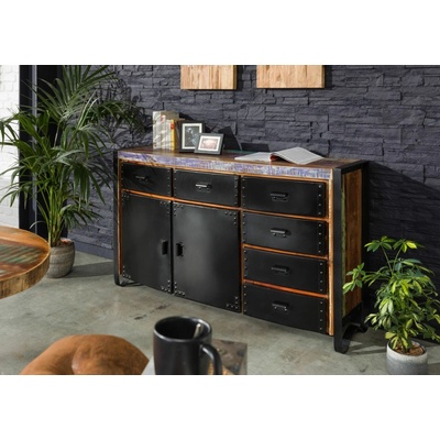 Bighome INDUSTRY Príborník zo starožitného dreva 148x43x90 viacfarebný lakovaný