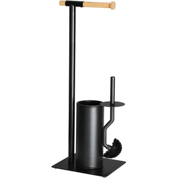 Image 1 of HORECANO G-Метална стойка за тоалетна хартия и WC четка ЧЕРЕН МАТ 21x18xh67cm (82747-001) (0185130)