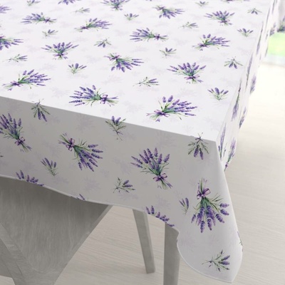 Biante Teflonový obdélníkový ubrus TF-128 Snítky levandulí na bílém 80x120 cm