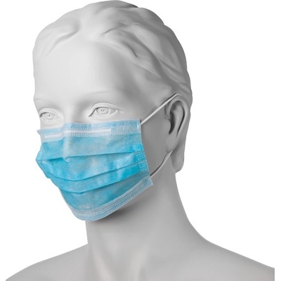 Mercator Medical Chirurgická ústenka z netkané textilie se šňůrkami, třívrstvá modrá 50 ks – Zboží Dáma