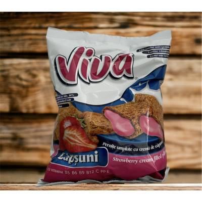 Viva snack vankúšiky plnené jahodovým krémom 200 g