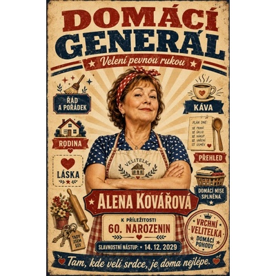 Bezvadary.cz | Plakát domácí generál s vlastní fotografií - A4 (30x21cm) rp8
