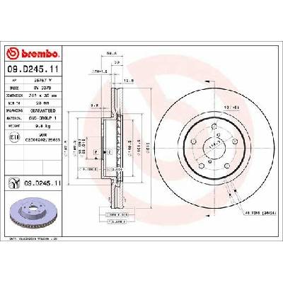 BREMBO brzdový kotúč 09.D245.11, sada 2 ks