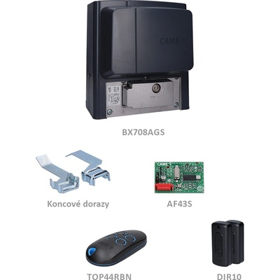 CAME BX STRONG sada pre posuvnú bránu do 800kg, 1x BX708AGS (230V, 520W, 800N), 1x ZBX7N, 1x AF43S, 1x TOP44RBN, 1 pár DIR10 – Hledejceny.cz