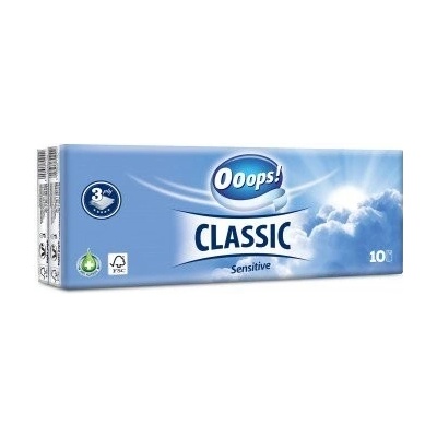 Ooops! Classic sensitive papírové kapesníčky 3-vrstvé 10x10 ks