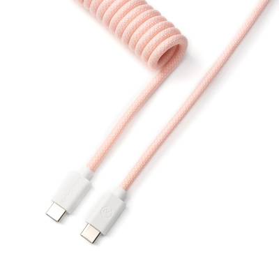 Кабел за клавиатура Keychron Coiled Aviator Straight Custom USB Cable, USB-C - USB-C Light Pink (Cab-15)