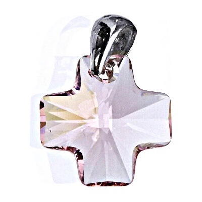 Čištín Stříbrný přívěsek se Swarovski krystalem rose, kříž P 1302