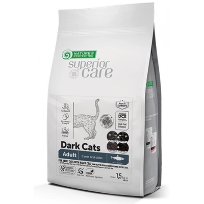 Nature's Protection CAT Superior Care Dark Cat Adult - пълноценна храна, без зърно, с херинга за израснали котки с тъмна козина, 1, 5 кг, Литва