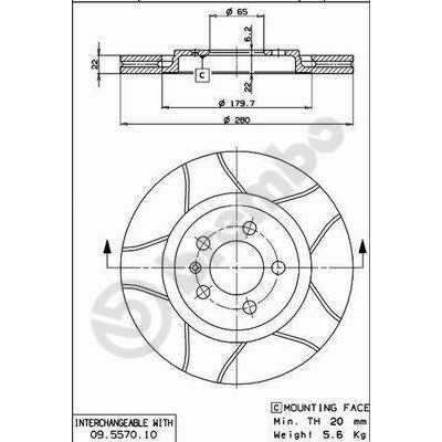BREMBO brzdový kotúč 09.5570.75, súprava 2 ks