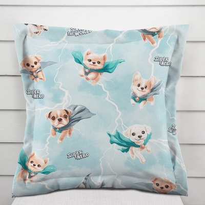 Biante bavlna s lemom Sandra SA-651 Psí superhrdinovia na ľadovo modrom 35 x 45 cm