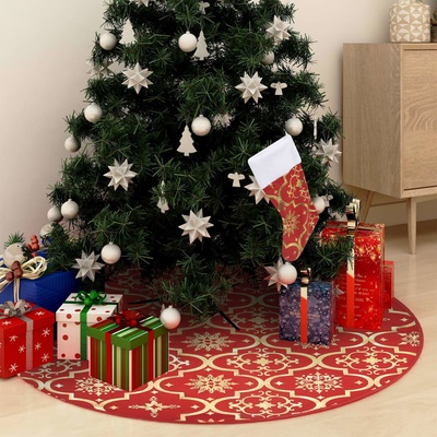 Nabytek XL Luxusní podložka pod vánoční stromek s punčochou červená 122 cm