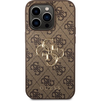 GUESS Гръб Guess PU 4G Metal Logo Case за iPhone 15 Pro Max - Кафяв (3666339171537)