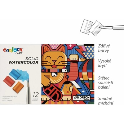 Carioca Plus Akvarelové barvy 12 ks