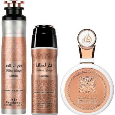 Lattafa Perfumes Pride of Lattafa Fakhar Lattafa EDP 100 ml + deospray 200 ml + bytová vůně 300 ml