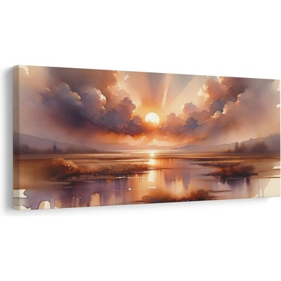 Obraz slunce nad klidnou hladinou - 120x60