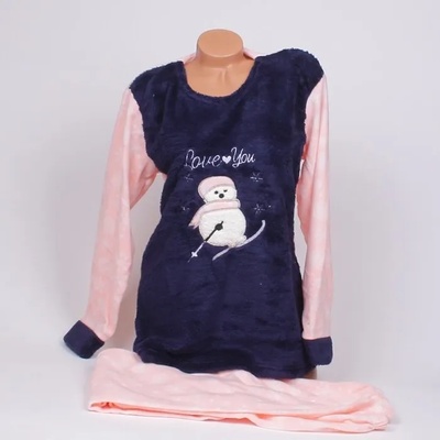 Пижама макси в розово и тъмносиньо