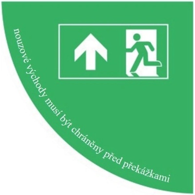Samolepicí plošné protiskluzové značení (čtvrtkruh), ''únikový východ'', pravý roh – PVC, 750×750 mm