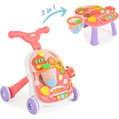 Moni Играчка за прохождане 2в1 Basket розов (3800146224370)