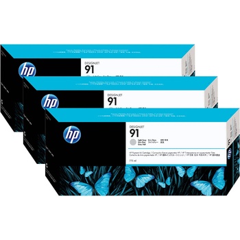 HP Три пакета оригинални HP светлосиви тонери №91 за DesignJet Z6100 3x775ml "C9482A (C9482A)