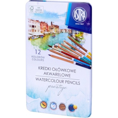ASTRA PRESTIGE Umelecké akvarelové farbičky z cédrového dreva 12ks + štetec, 312121001