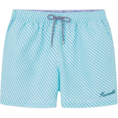 Faconnable Бански гащета Façonnable Cubic swimming shorts - Blue (Curacao Blue)