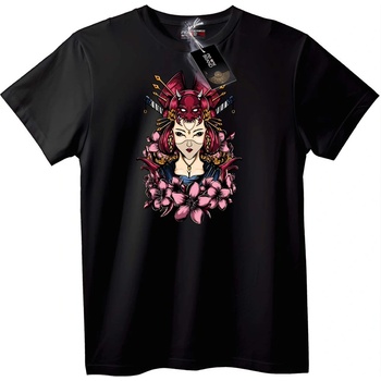 NOONEBRAND Тениска Мистична гейша с Сакура - L, Black