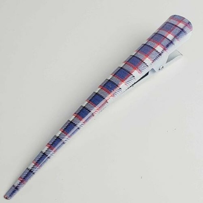 RB-nakuplevne Kovová pineta do vlasů se zoubky modrá kostkovaná – 13 cm