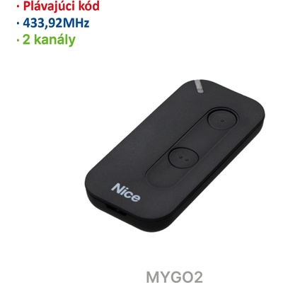 Vysielač 2-kanálový, 433MHz, plávajúci kód, čierny