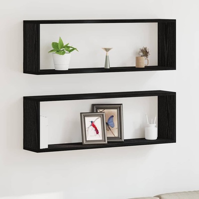 vidaXL Стени за рафтове с рафт 2 pcs Черния дъб 80 x 15 x 26 см (862643)